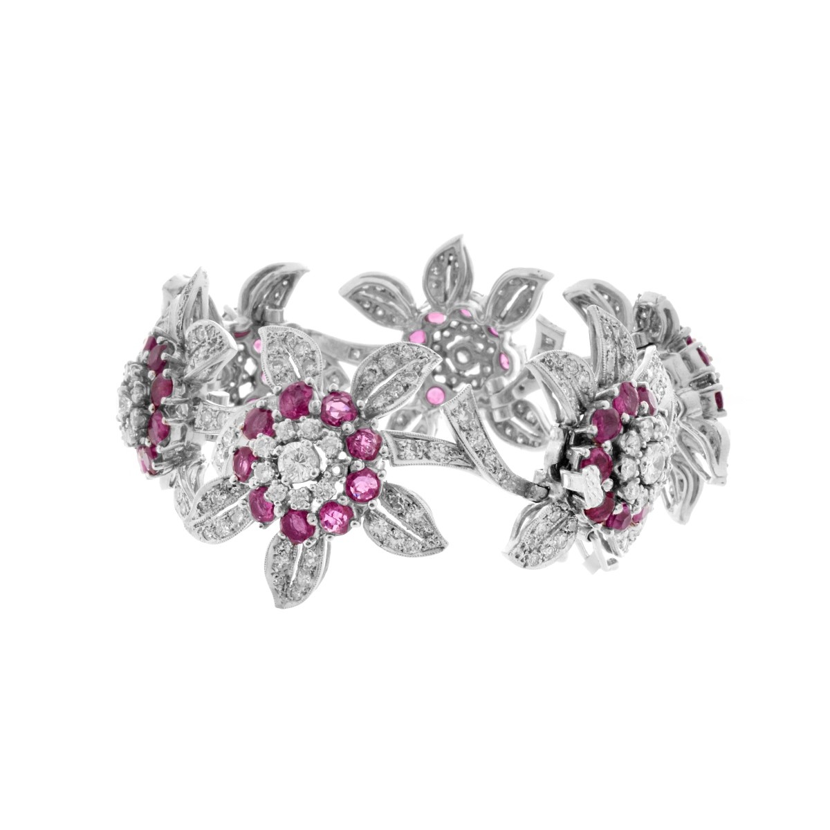 Art Deco Diamond, Ruby and Platinum Bracelet