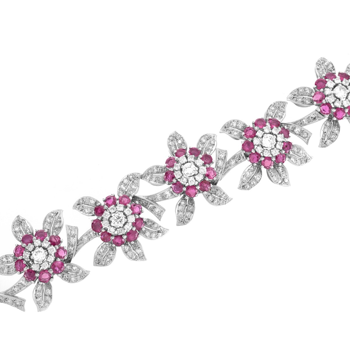 Art Deco Diamond, Ruby and Platinum Bracelet