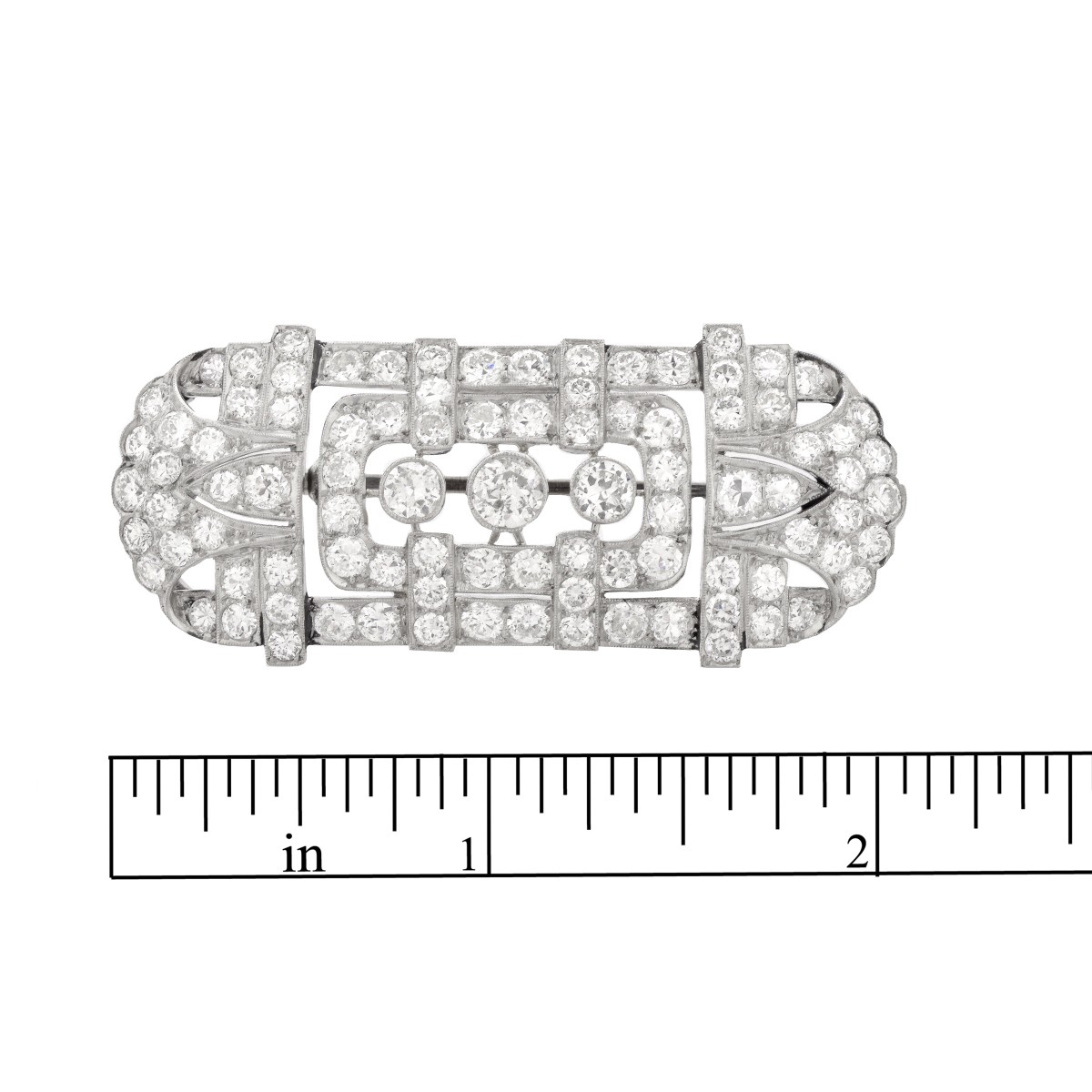 French Deco Diamond and Platinum Brooch