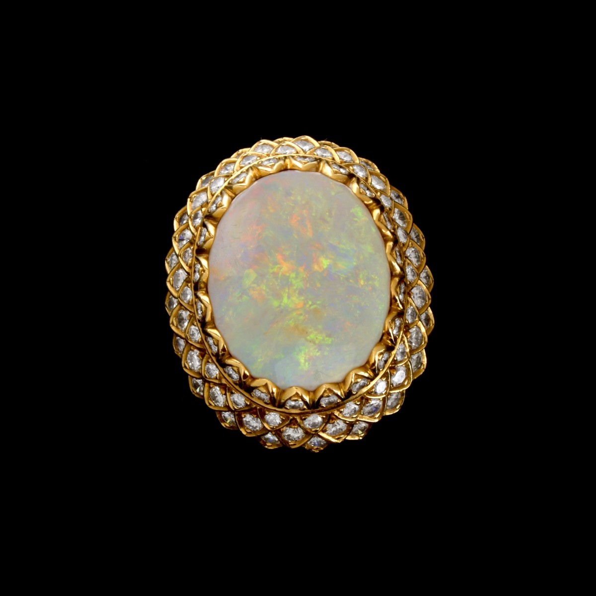 Opal, Diamond and 18K Ring