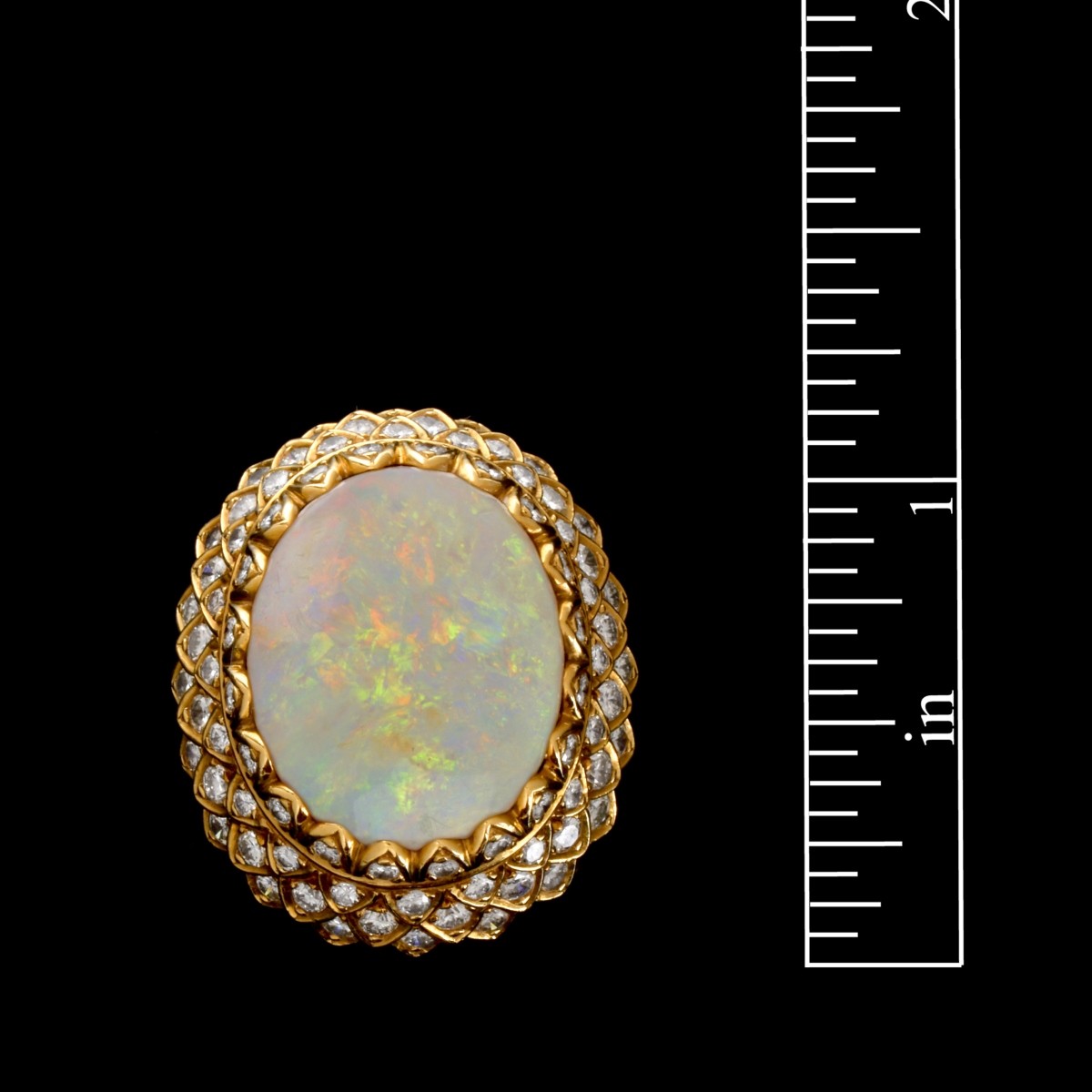 Opal, Diamond and 18K Ring