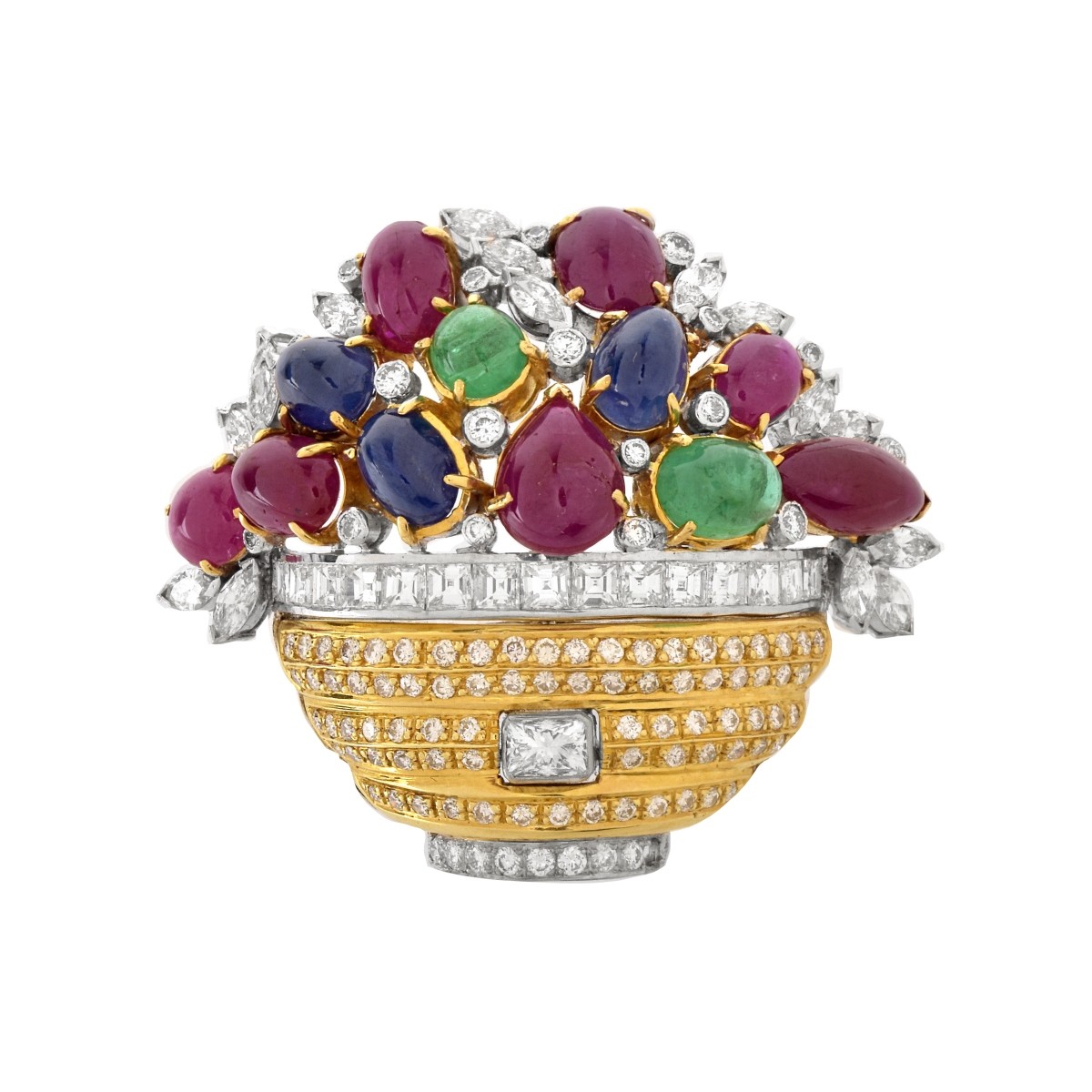 Diamond, Gemstone and 18K Brooch