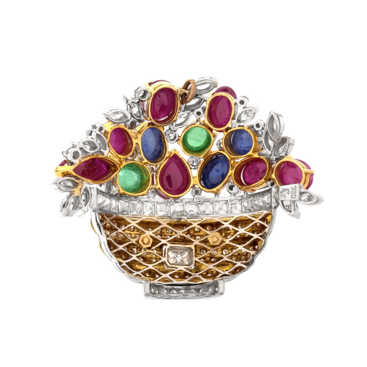 Diamond, Gemstone and 18K Brooch