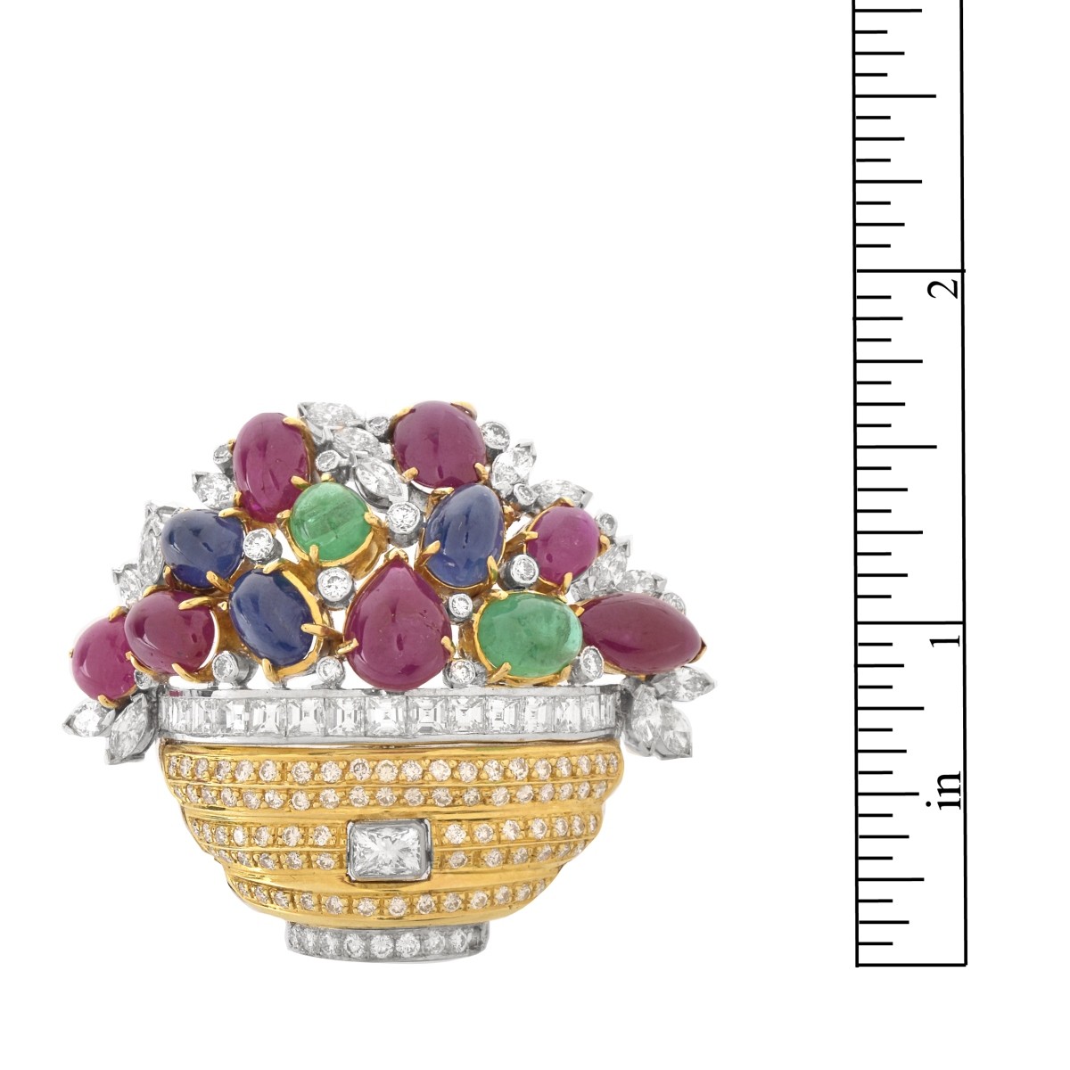 Diamond, Gemstone and 18K Brooch