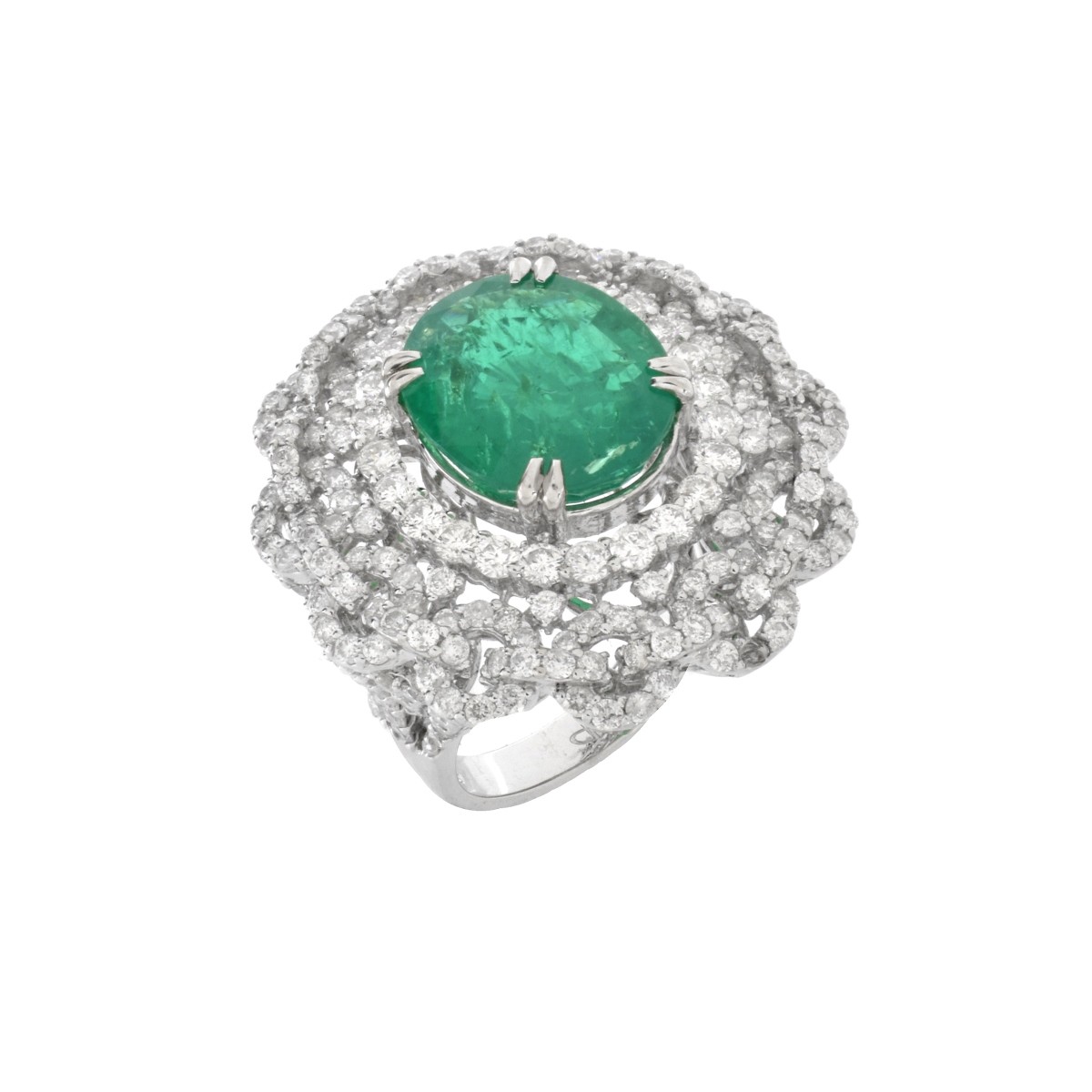 Emerald, Diamond and 18K Ring