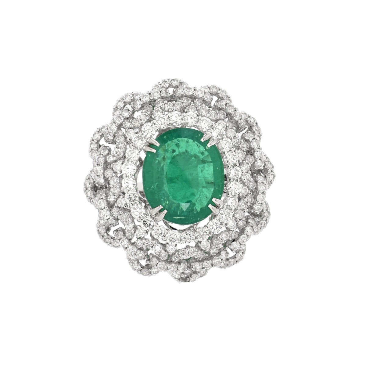 Emerald, Diamond and 18K Ring