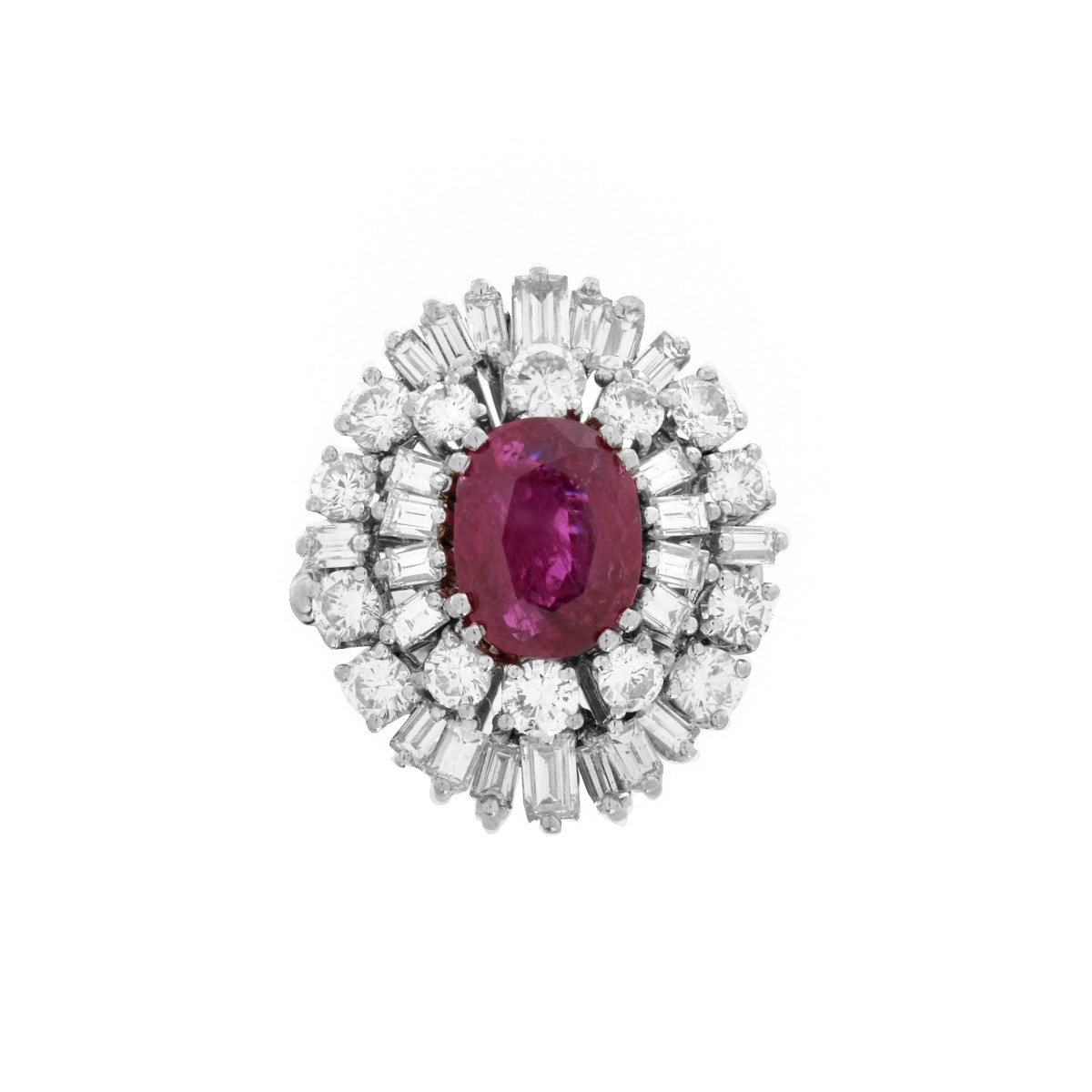 GIA Burma Ruby, Diamond and Platinum Ring