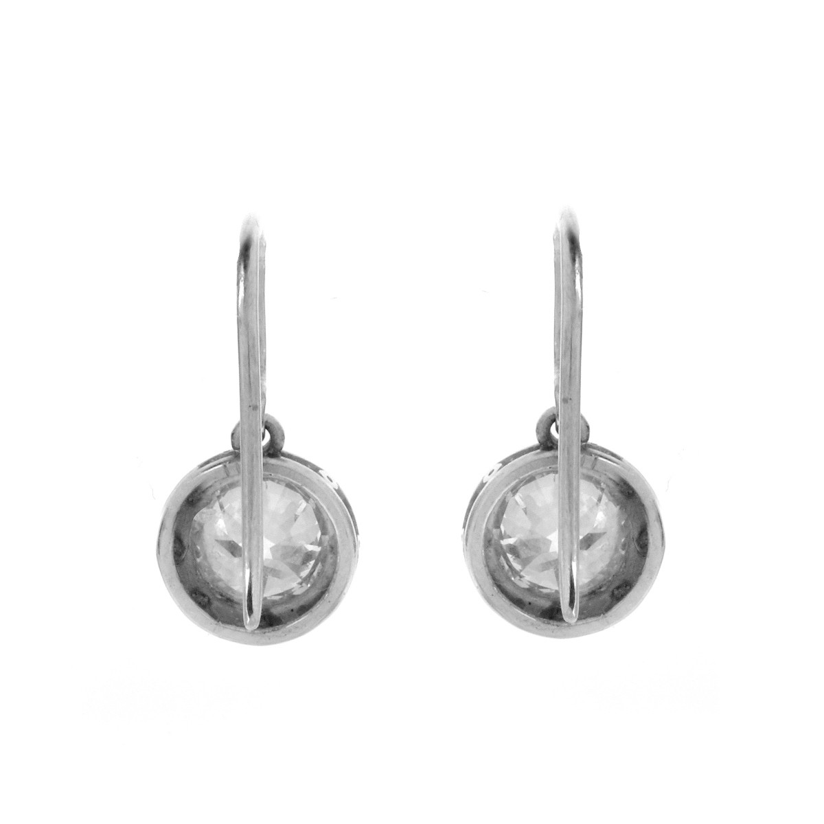 Diamond and Platinum Pendant Earrings