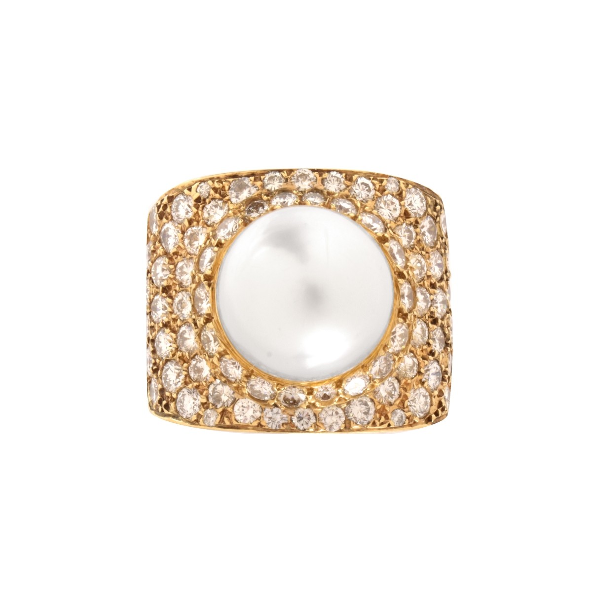 Diamond, Pearl and 18K Ring