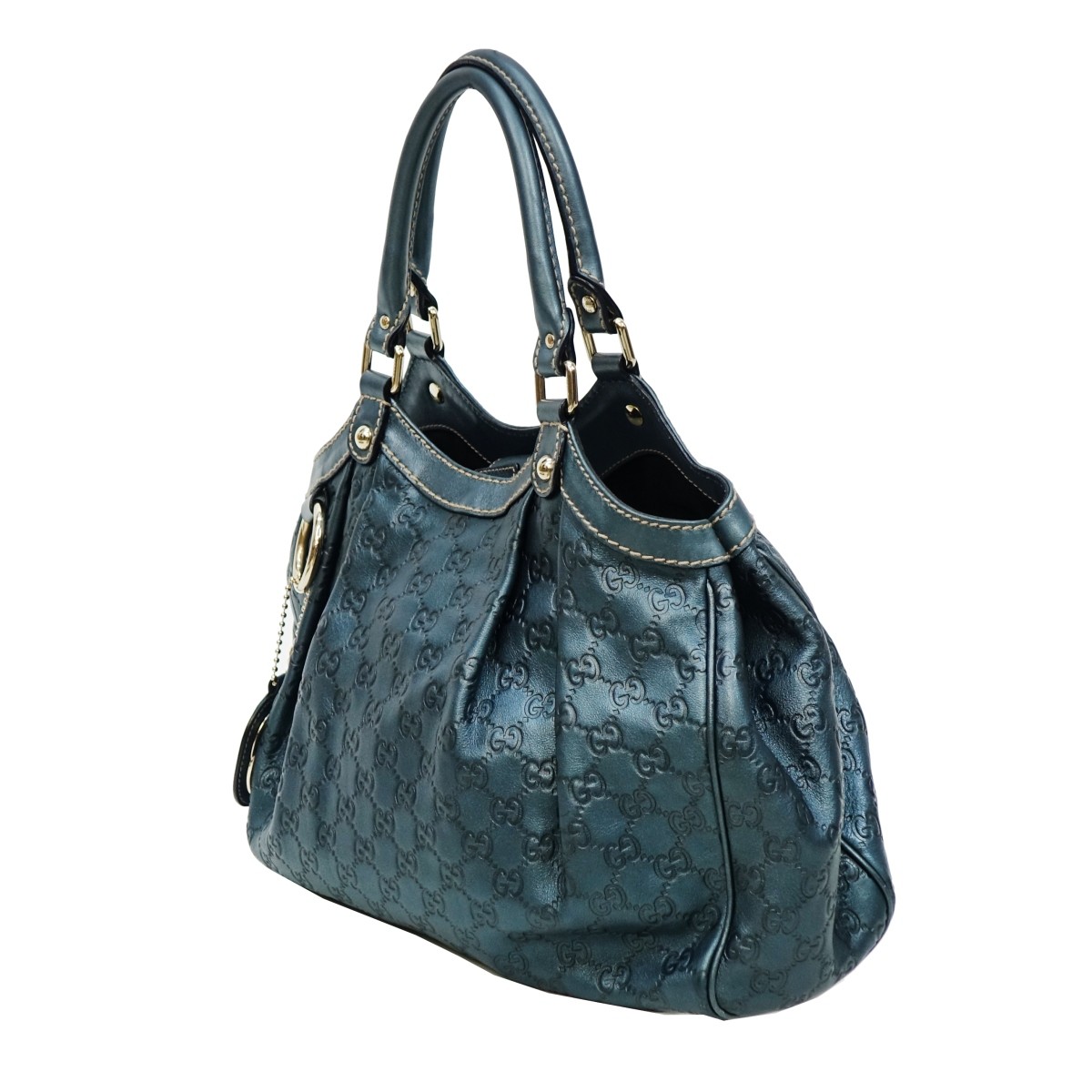 Gucci Metallic Blue Medium Sukey Tote