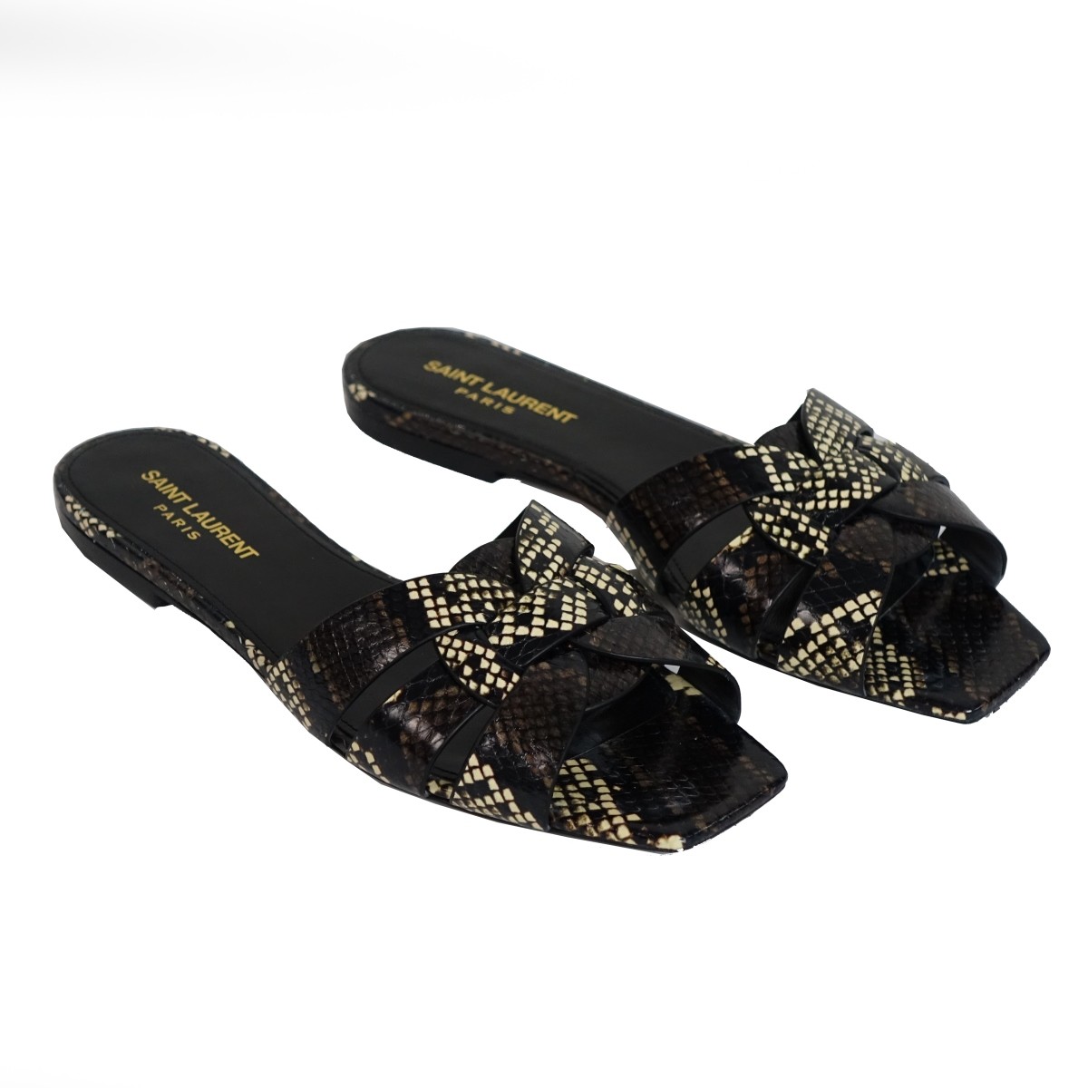 Saint Laurent Snakeskin Flat Sandals