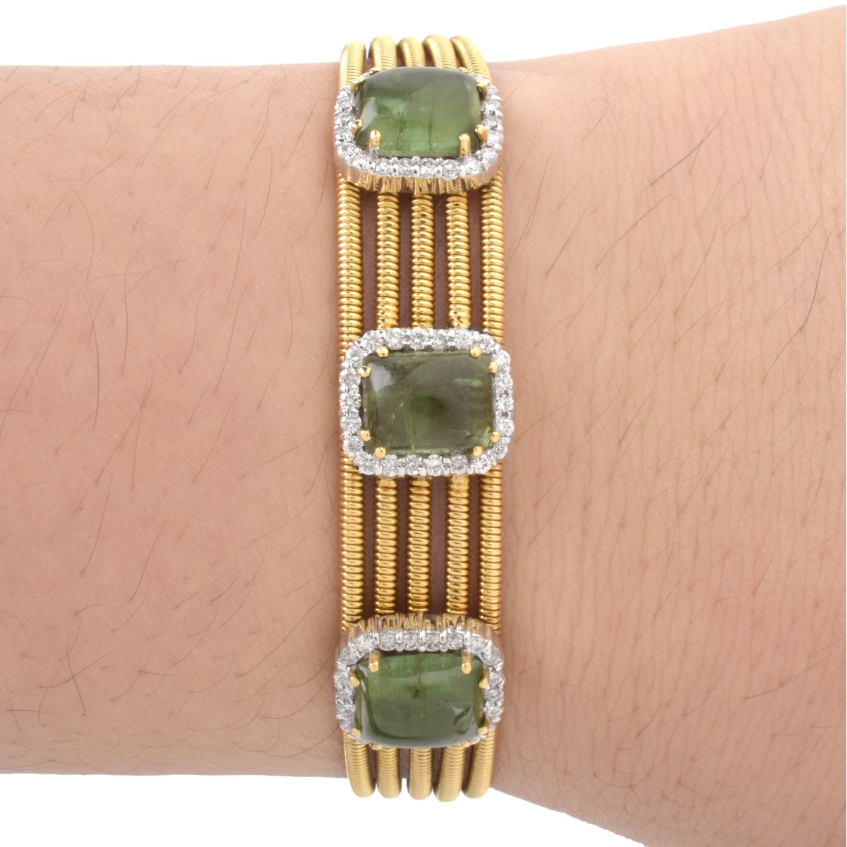 Tourmaline, Diamond and 18K Bracelet