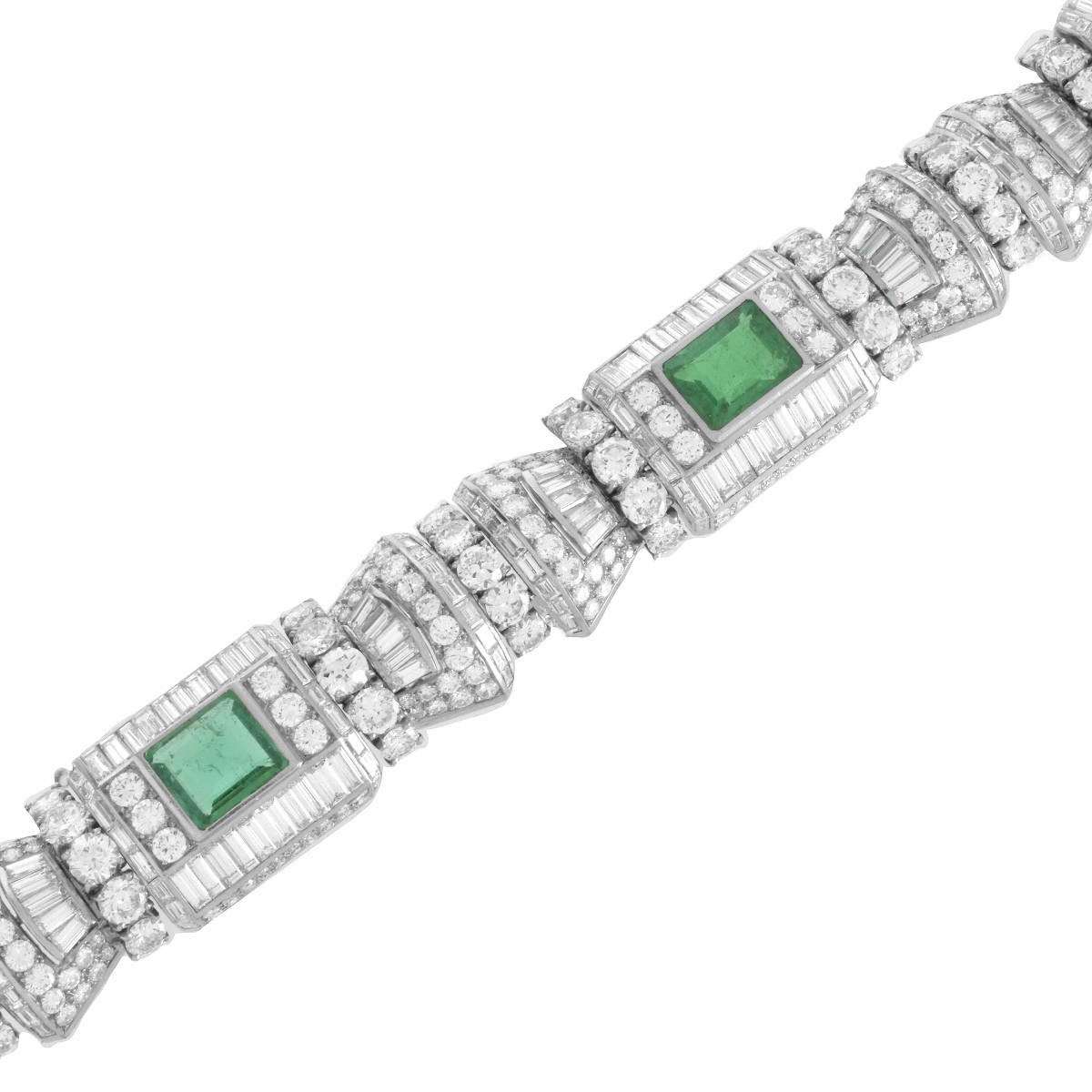 AGL Emerald, Diamond and Platinum Bracelet