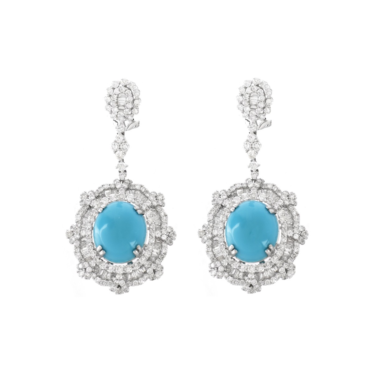 Diamond, Turquoise and 18K Earrings