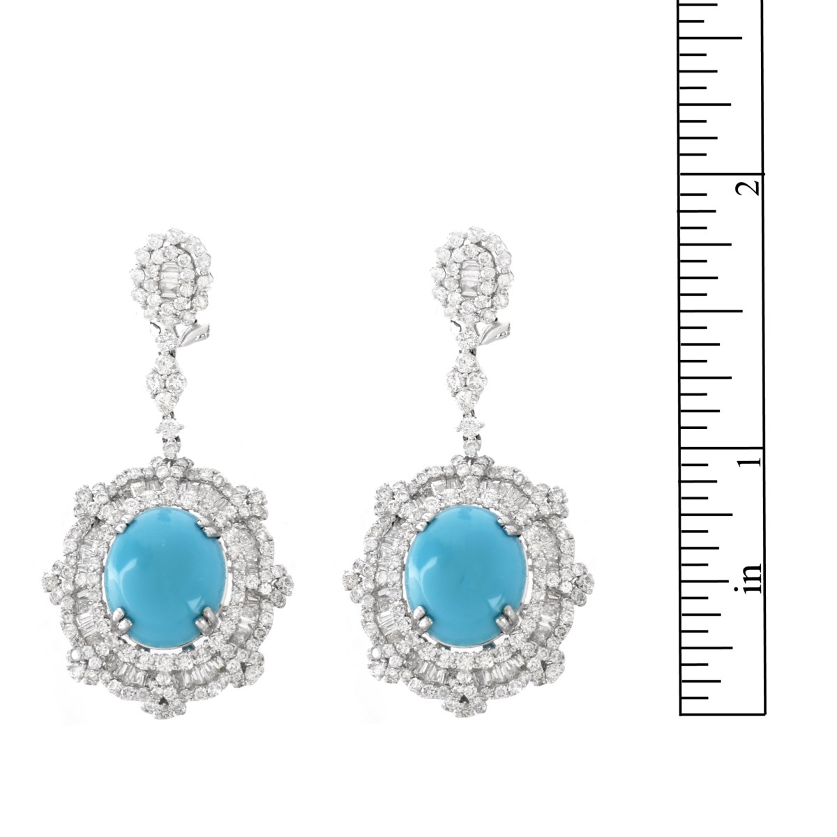 Diamond, Turquoise and 18K Earrings