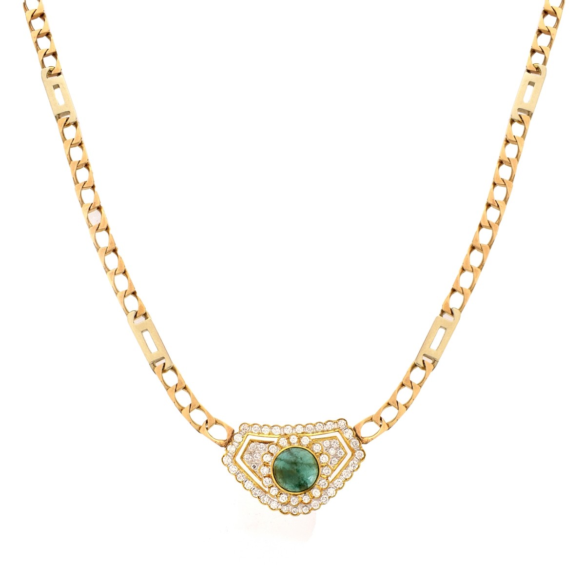 Emerald and Diamond Pendant Necklace