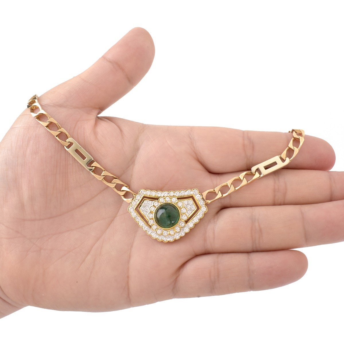 Emerald and Diamond Pendant Necklace