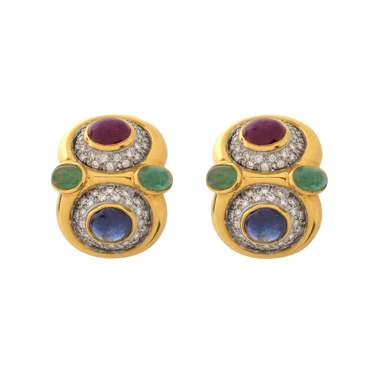 Diamond, Gemstone and 18K Earrings