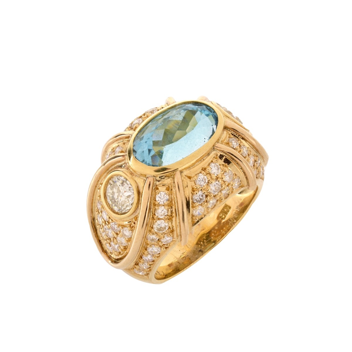 Aquamarine, Diamond and 18K Ring