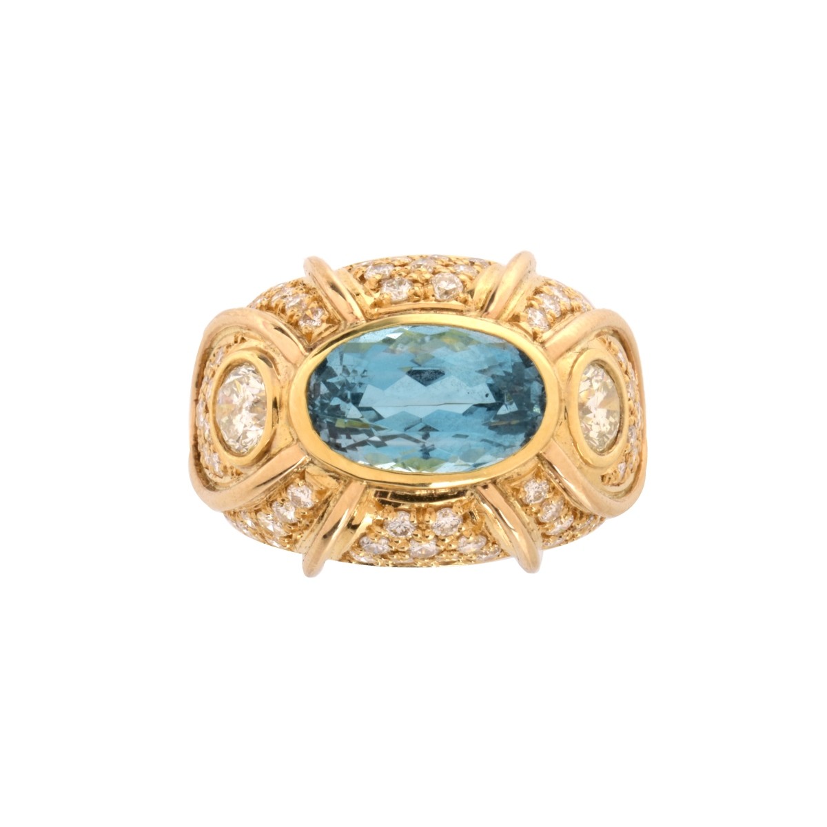 Aquamarine, Diamond and 18K Ring