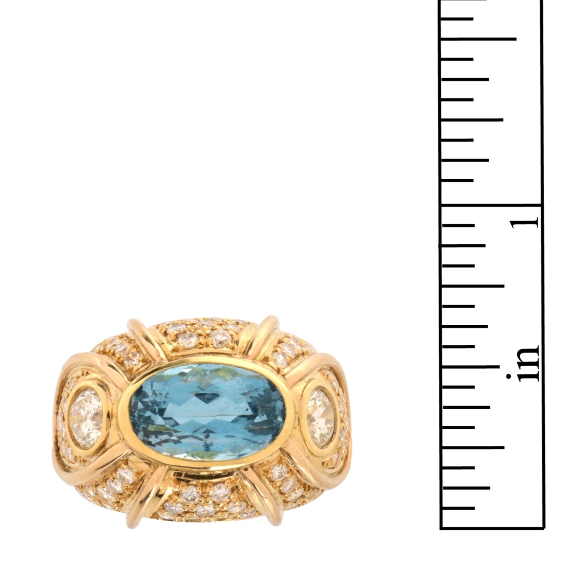 Aquamarine, Diamond and 18K Ring