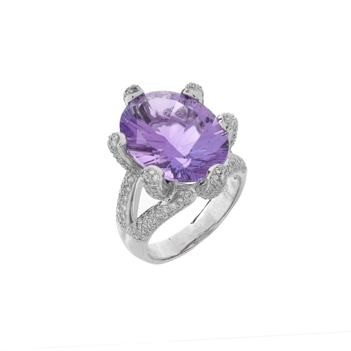 Amethyst, Diamond and 14K Ring