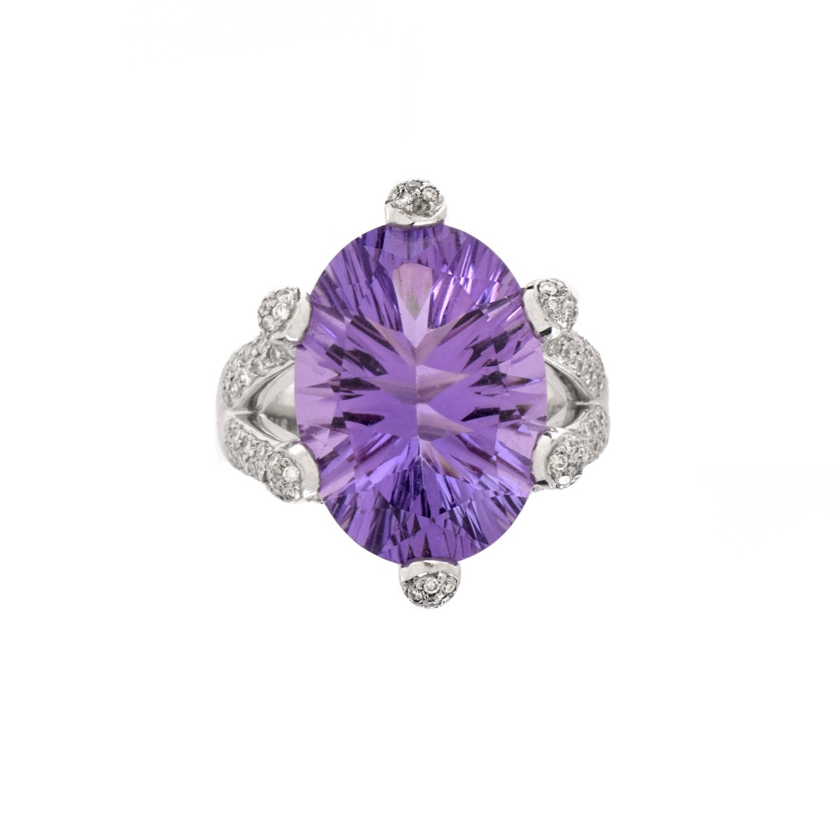 Amethyst, Diamond and 14K Ring