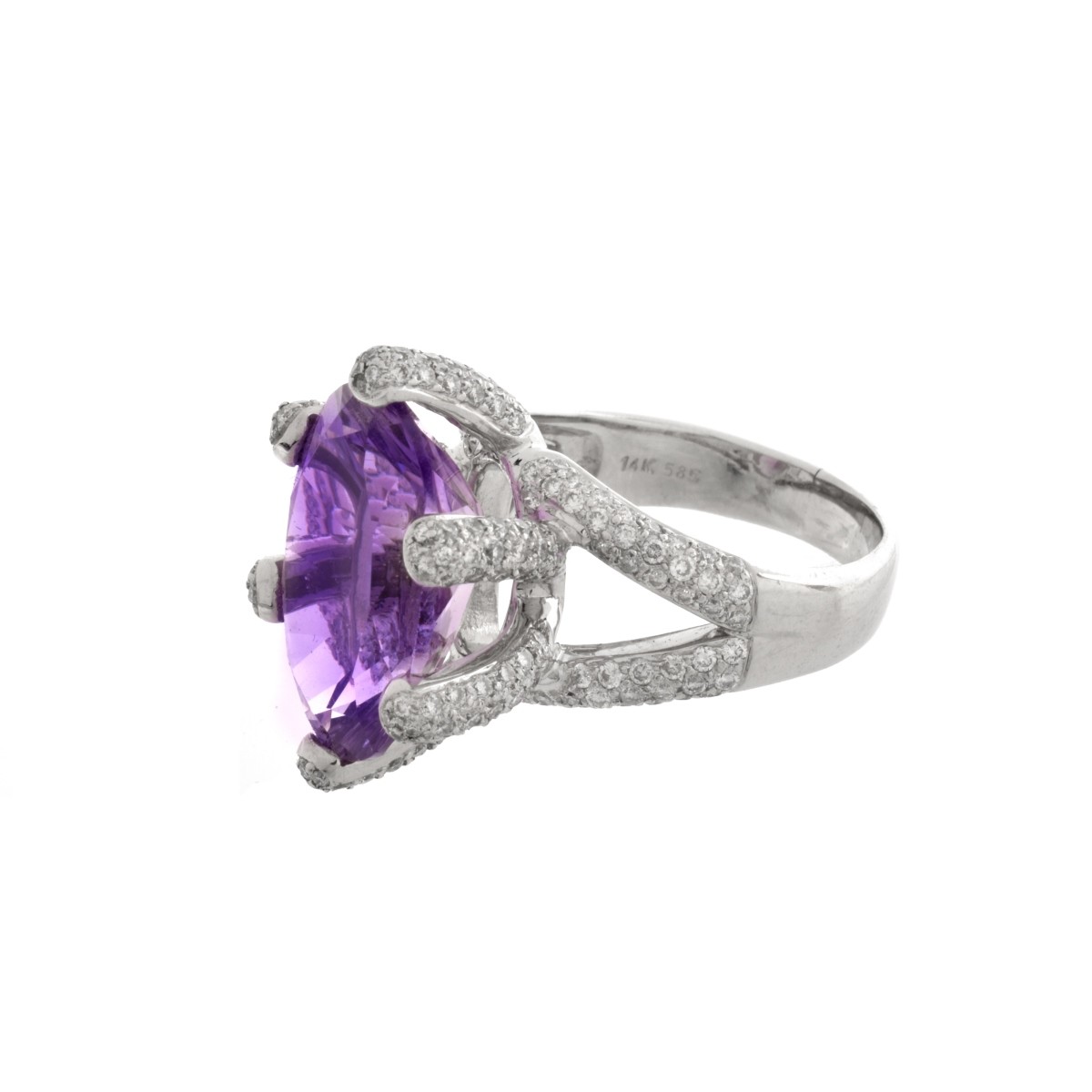 Amethyst, Diamond and 14K Ring