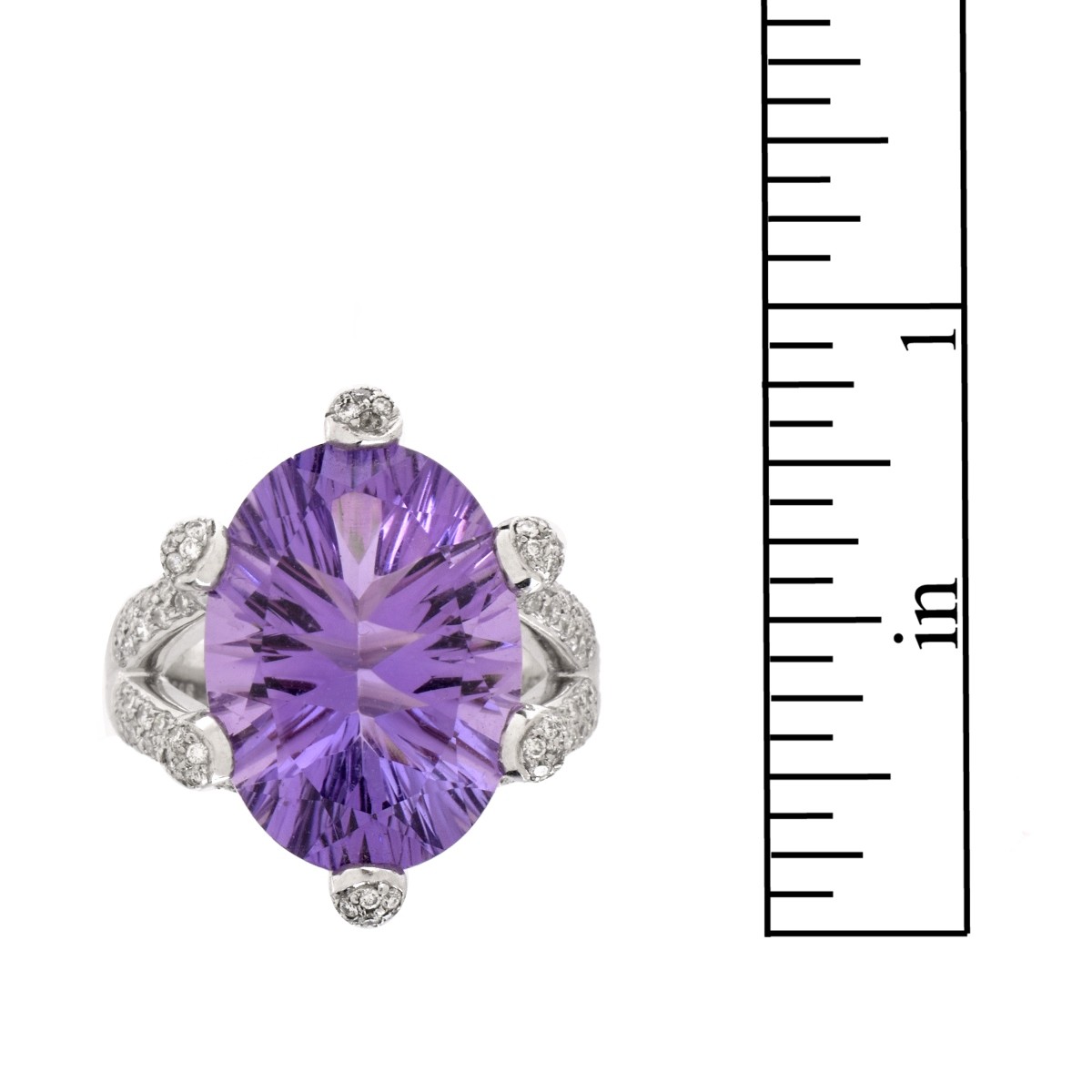 Amethyst, Diamond and 14K Ring