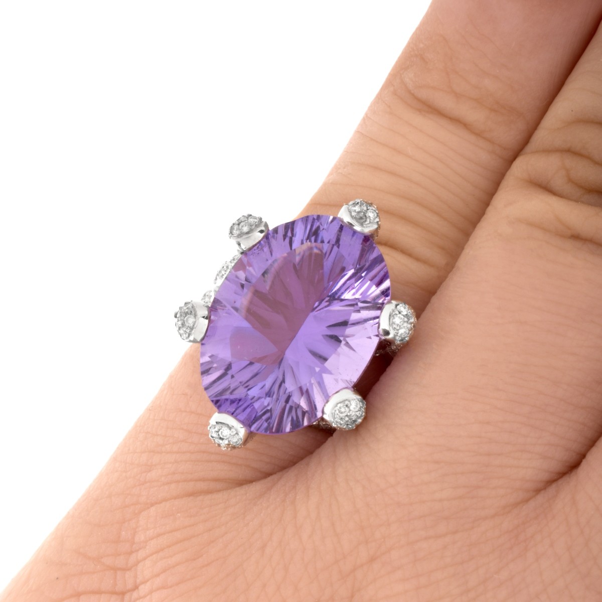 Amethyst, Diamond and 14K Ring