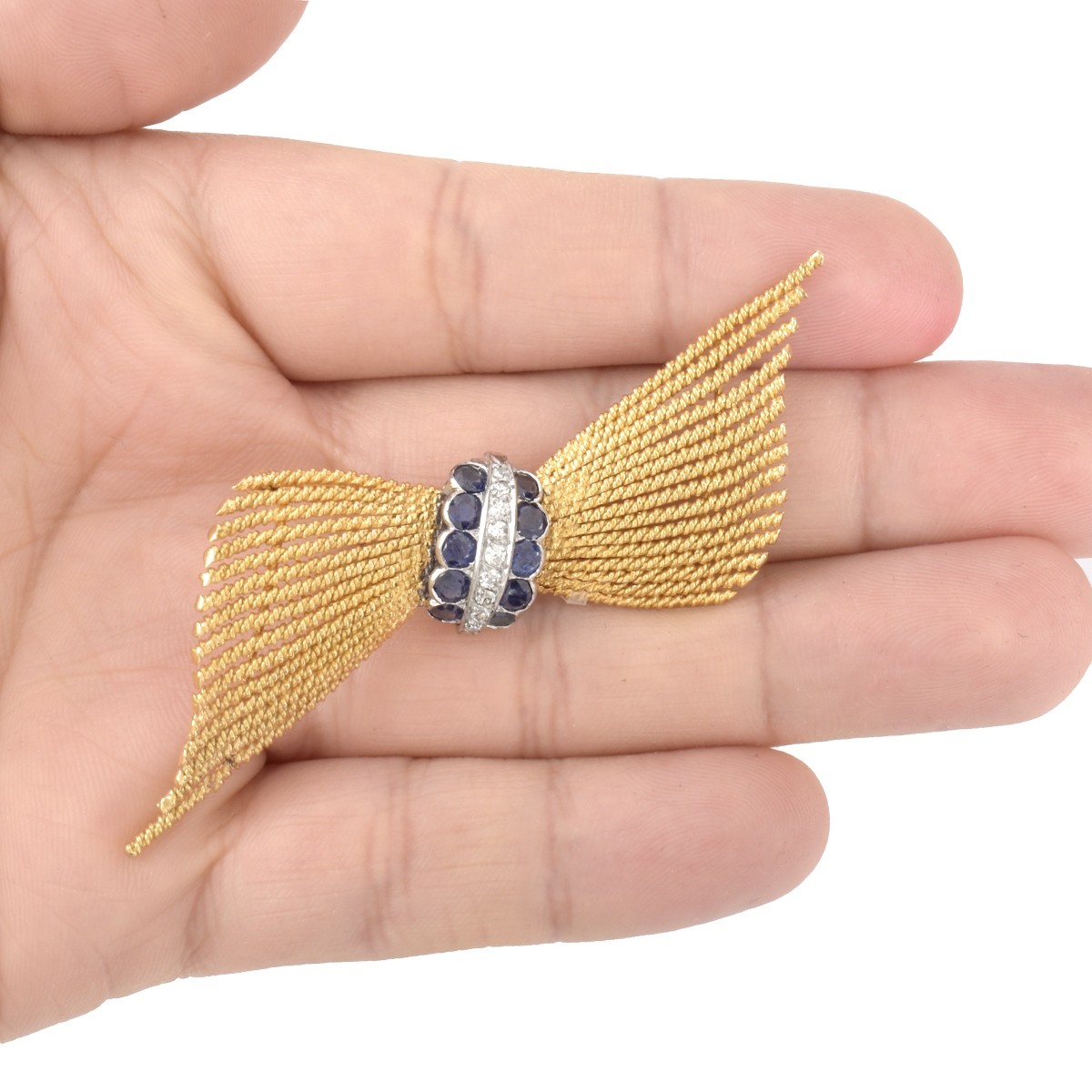 Diamond, Sapphire and 18K Pin