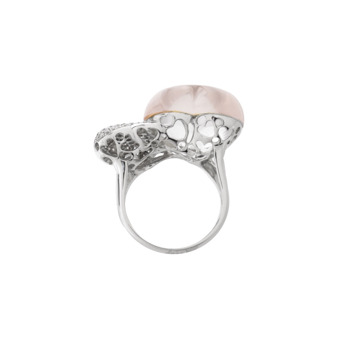 Diamond, Quartz and 18K Ring