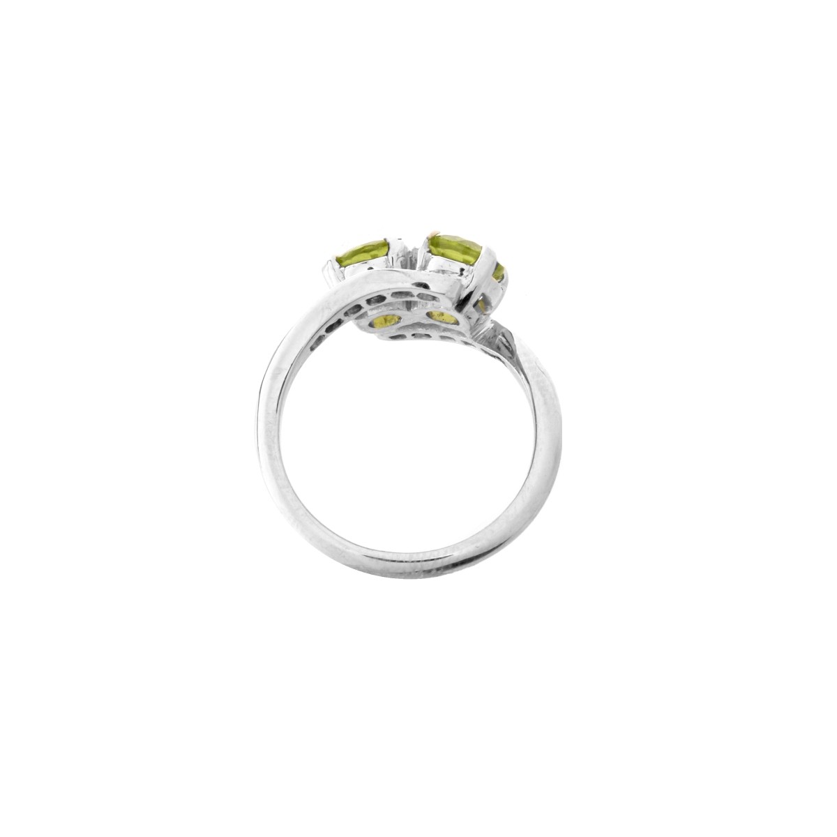 Peridot, Diamond and Platinum Ring