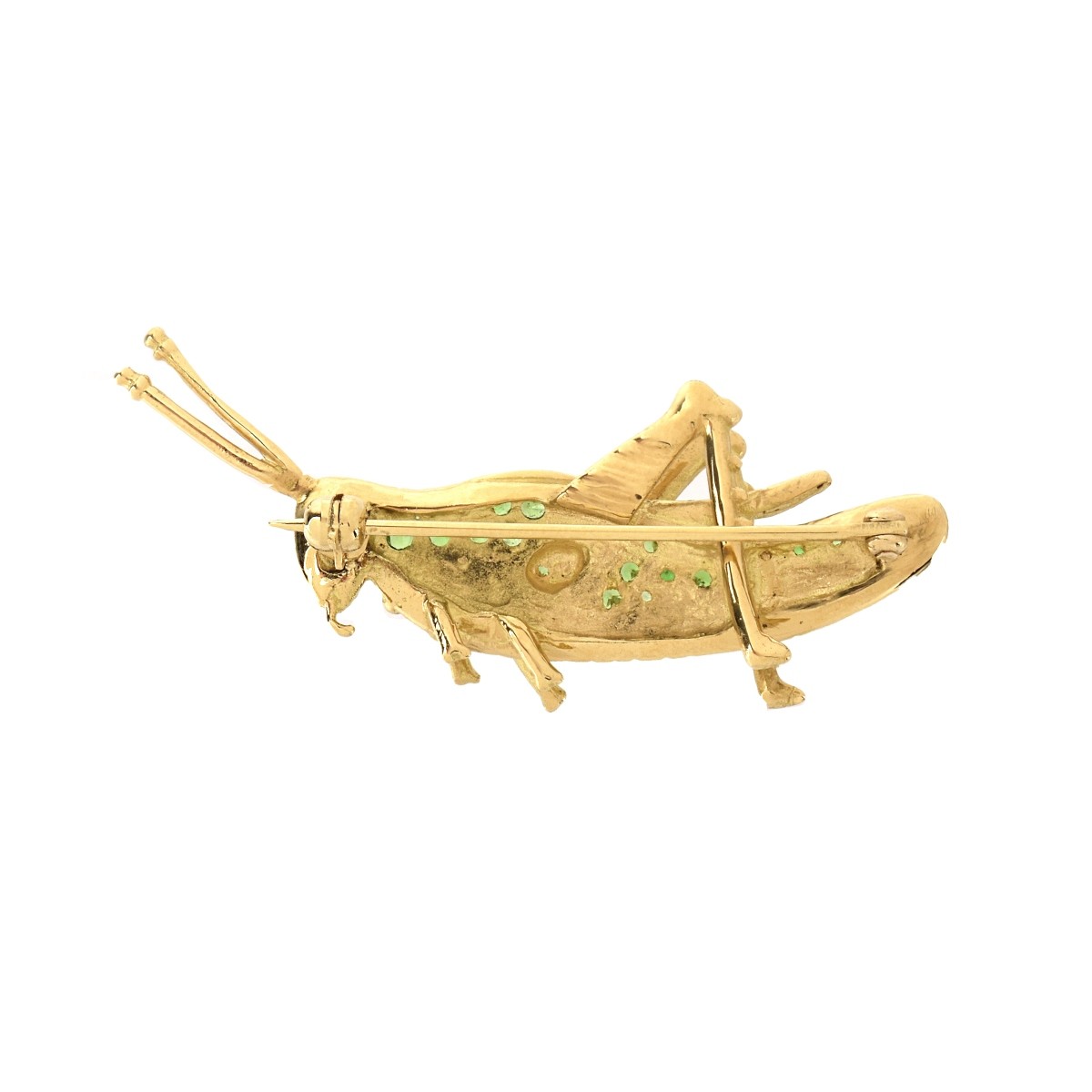 Garnet, Diamond and 18K Grasshopper Brooch