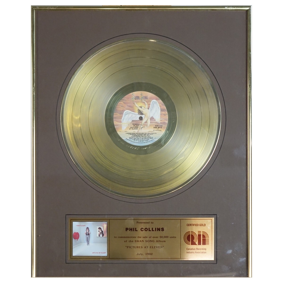 Phil Collins Swan Song Gold LP Award