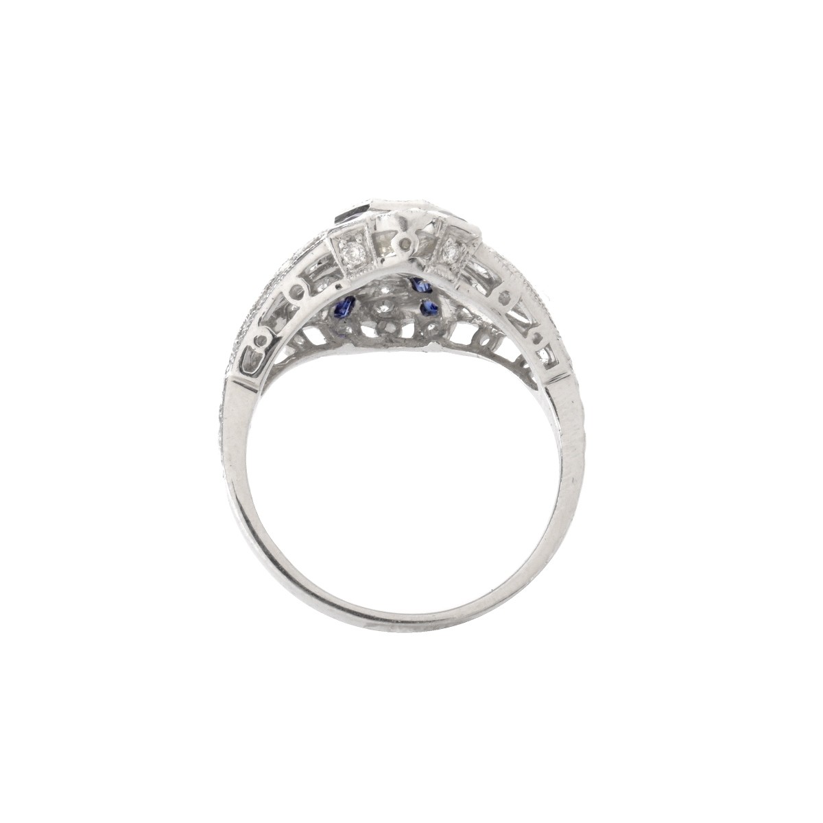 Diamond, Sapphire and Platinum Ring