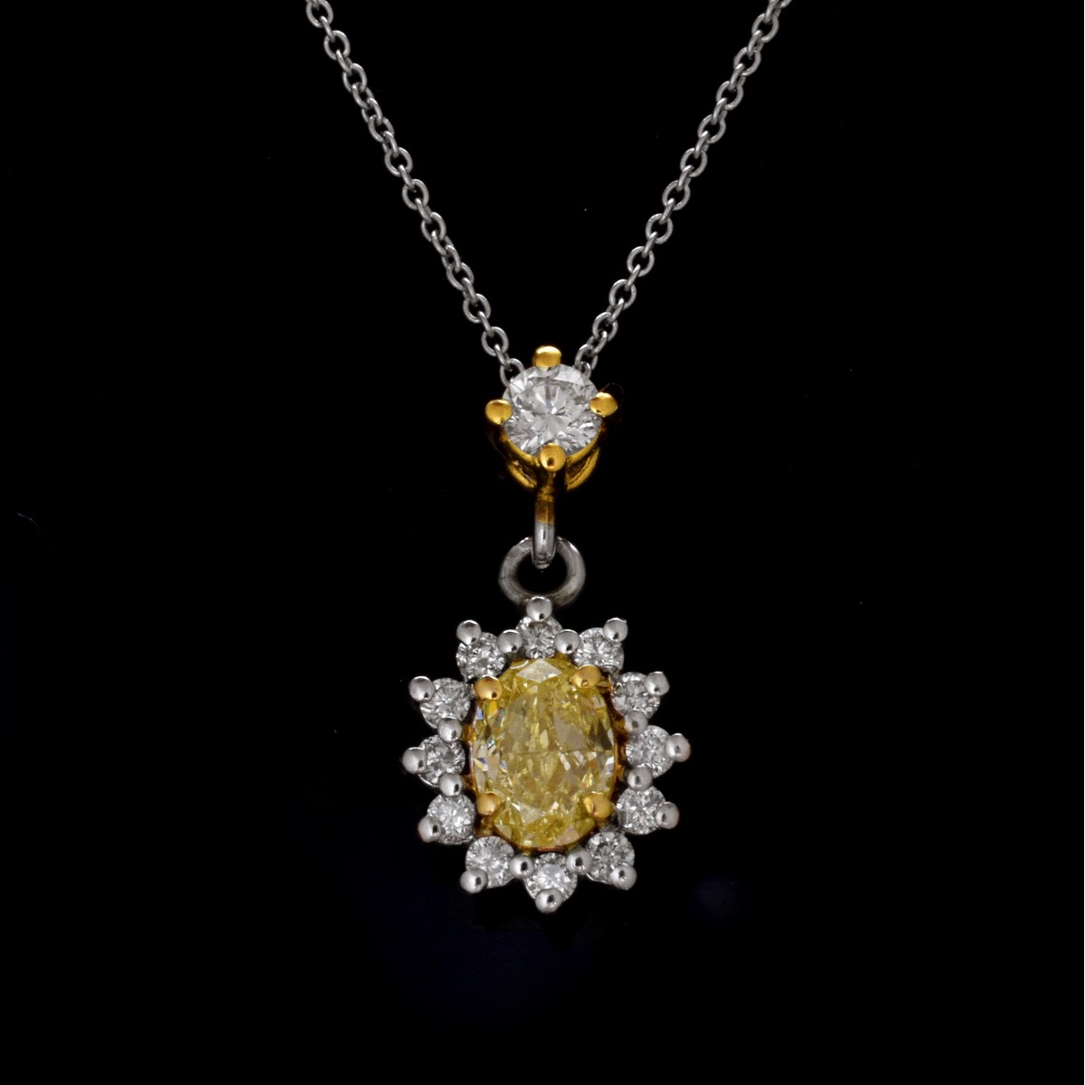 AIG Fancy Yellow Diamond Pendant Necklace