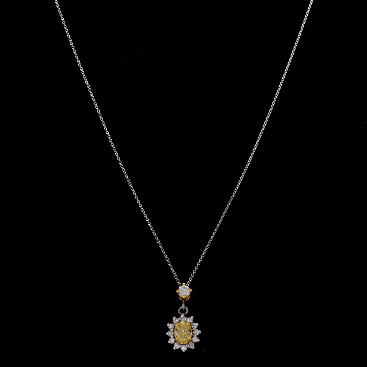 AIG Fancy Yellow Diamond Pendant Necklace