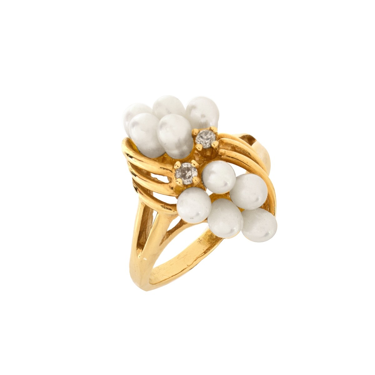 Pearl, Diamond and 14K Ring