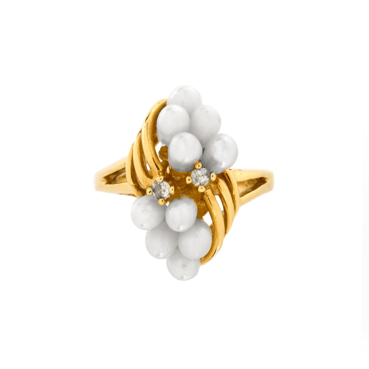 Pearl, Diamond and 14K Ring