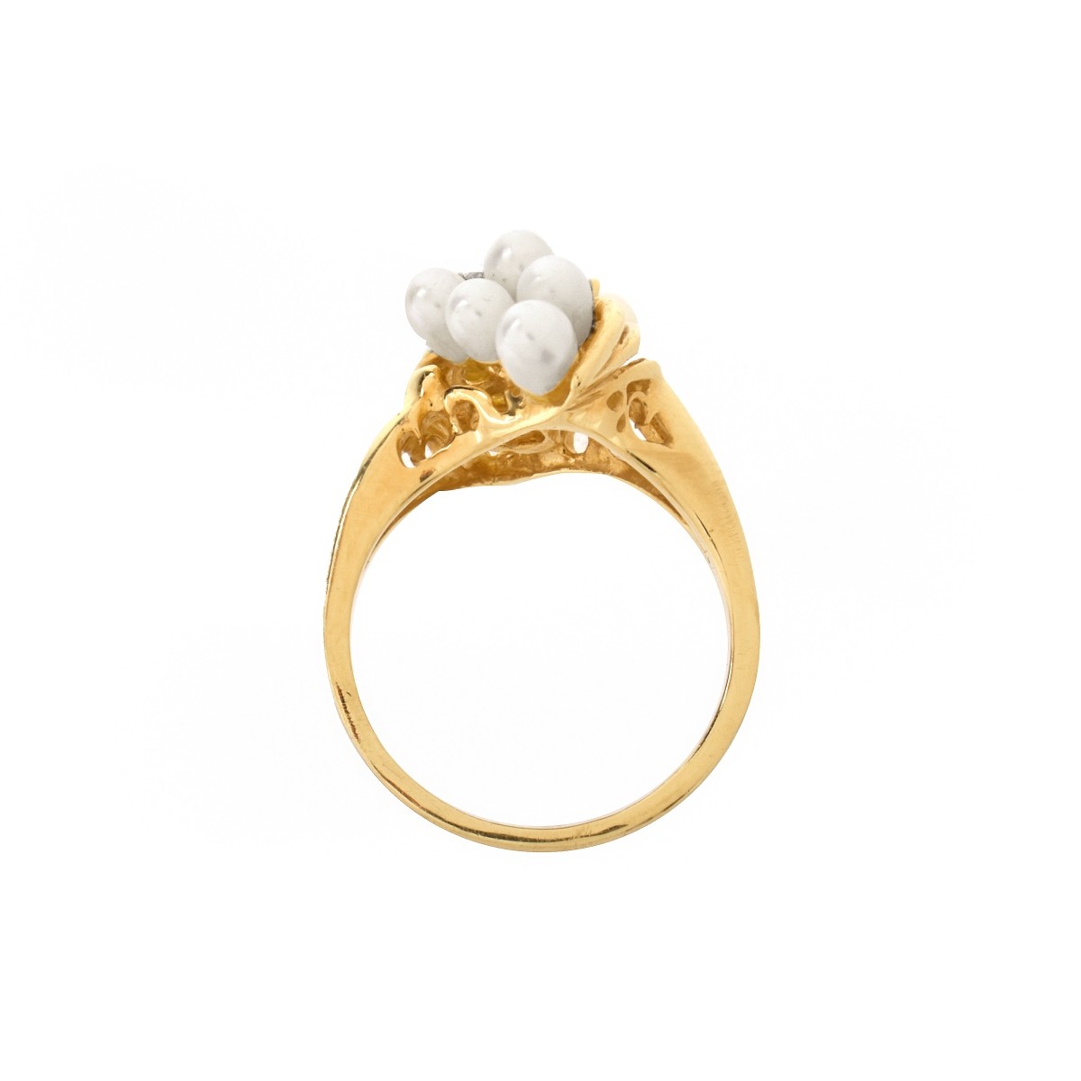 Pearl, Diamond and 14K Ring