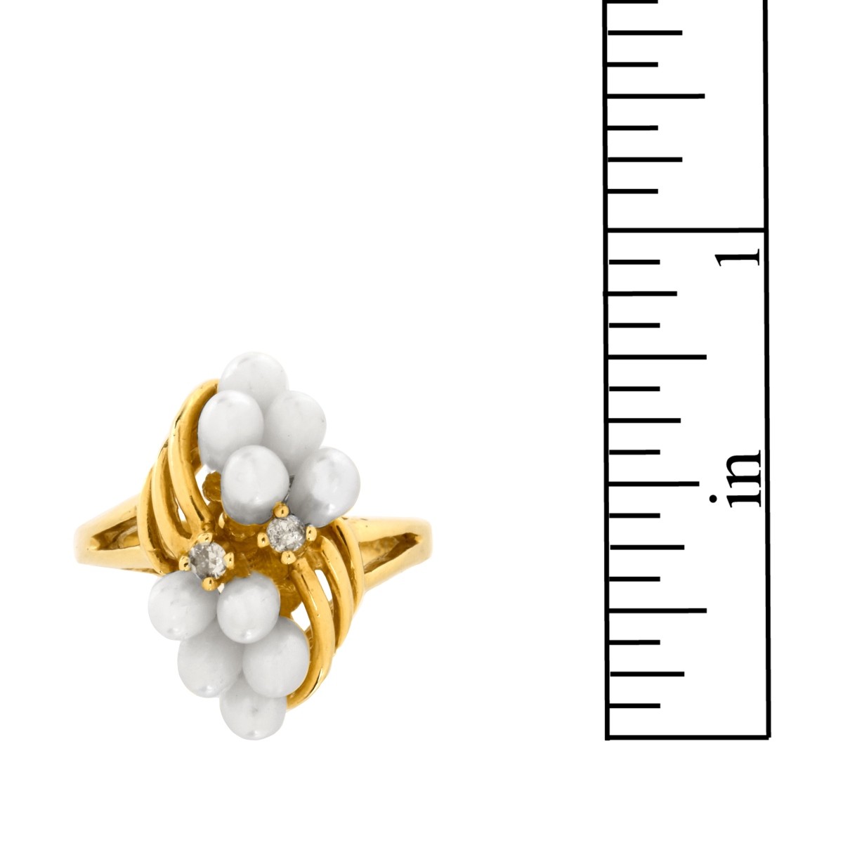 Pearl, Diamond and 14K Ring