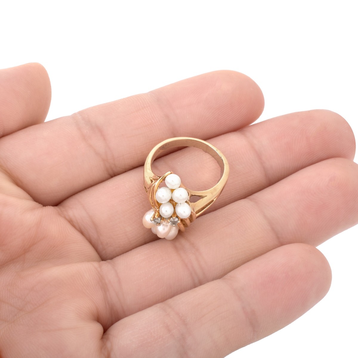 Pearl, Diamond and 14K Ring