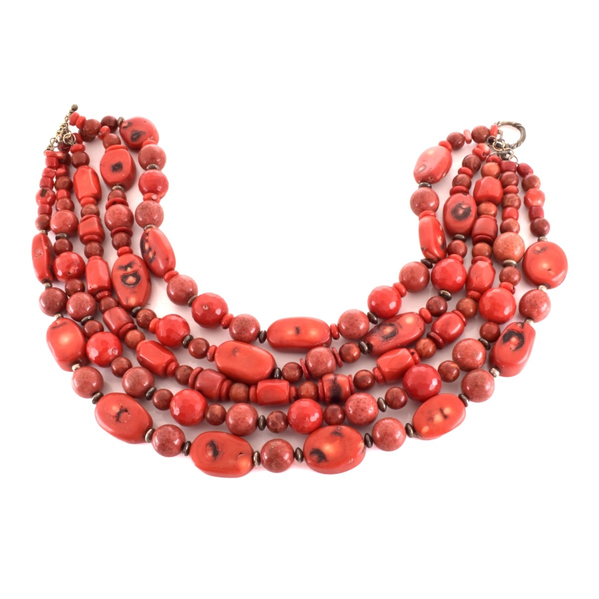 Coral, Carnelian and Agate Bead Necklace