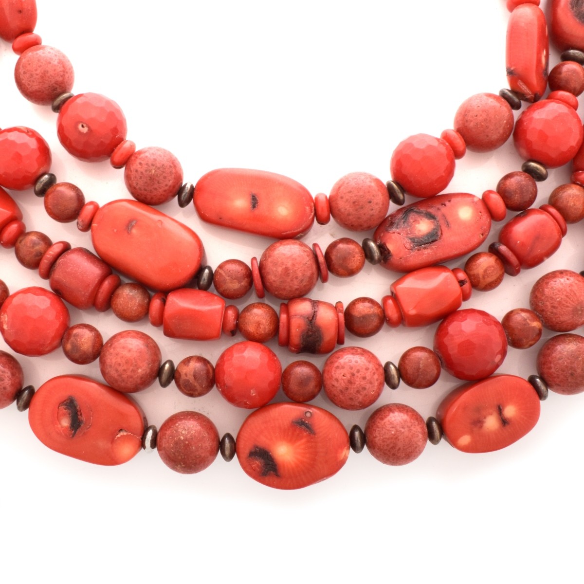 Coral, Carnelian and Agate Bead Necklace