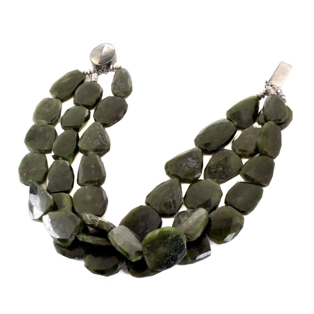 Green Gemstone and Silver Necklace