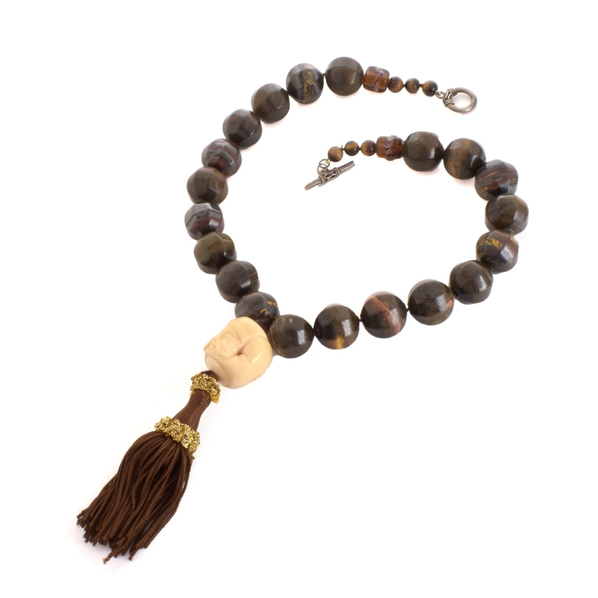 Agate and Tiger Eye Tassel Necklace