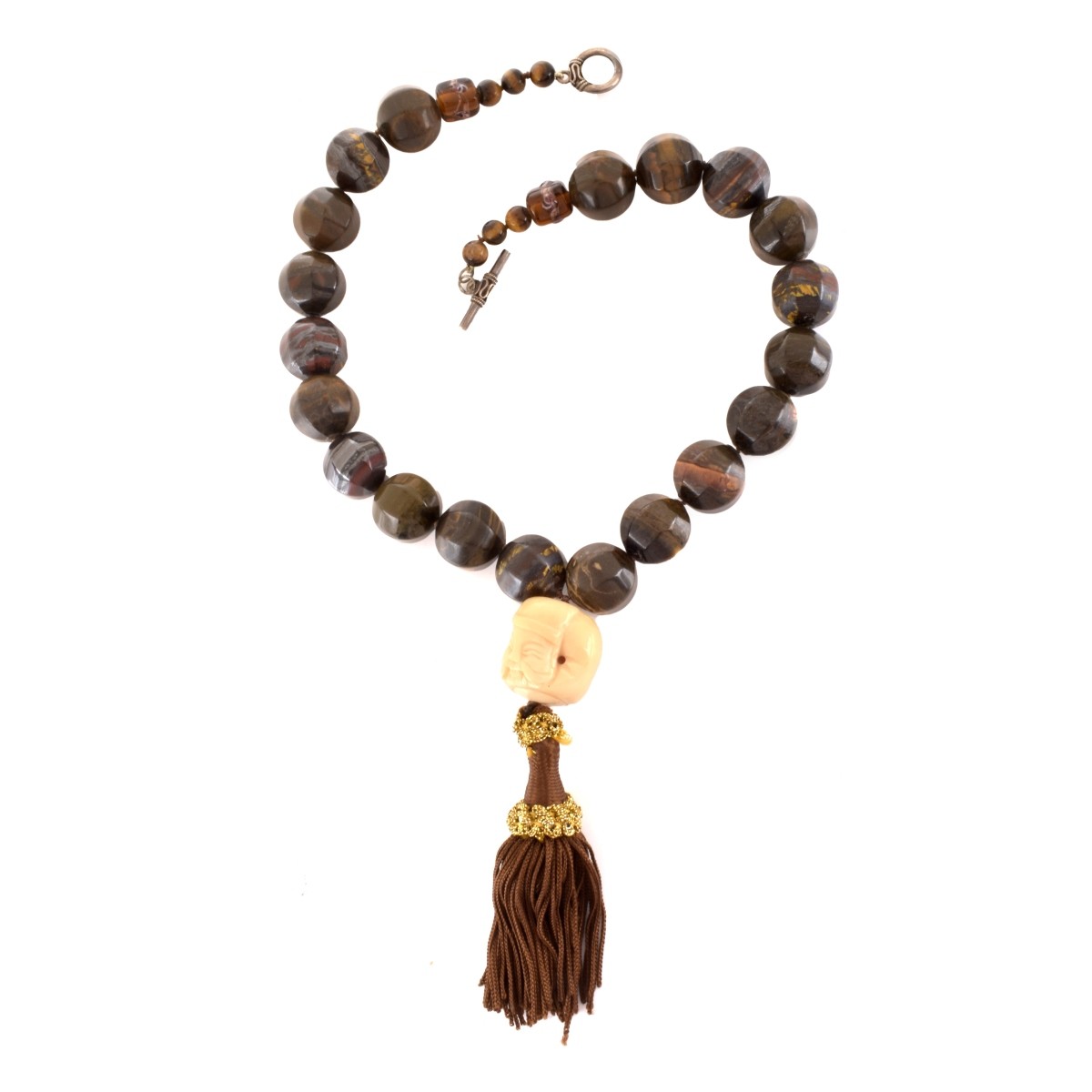 Agate and Tiger Eye Tassel Necklace