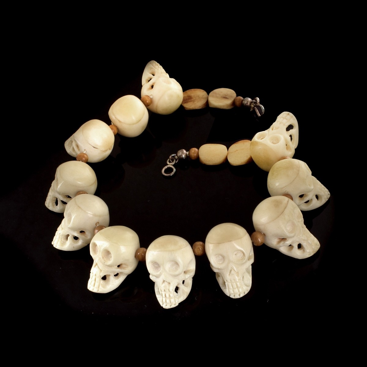 Carved Bone Skull Necklace