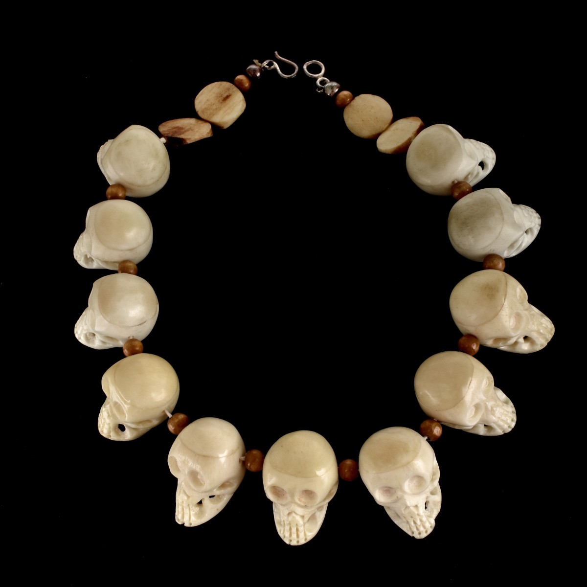 Carved Bone Skull Necklace